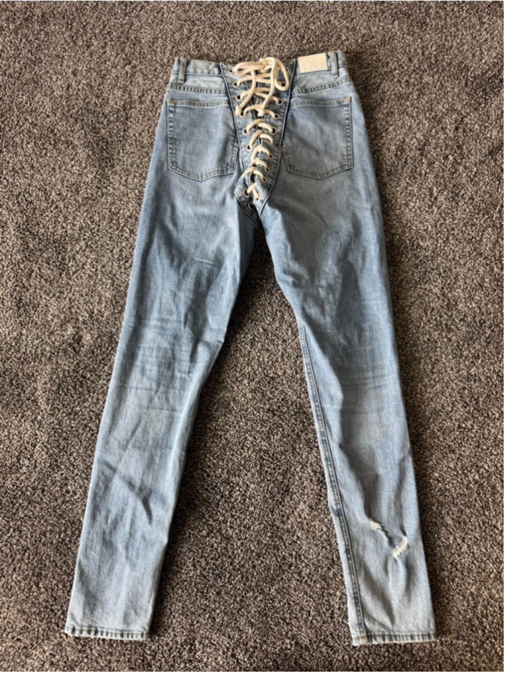Women's SAMARIA LEAH SIGNATURE LACE-UP 'LEAH' JEANS Light Blue Size 29 - Picture 12 of 16